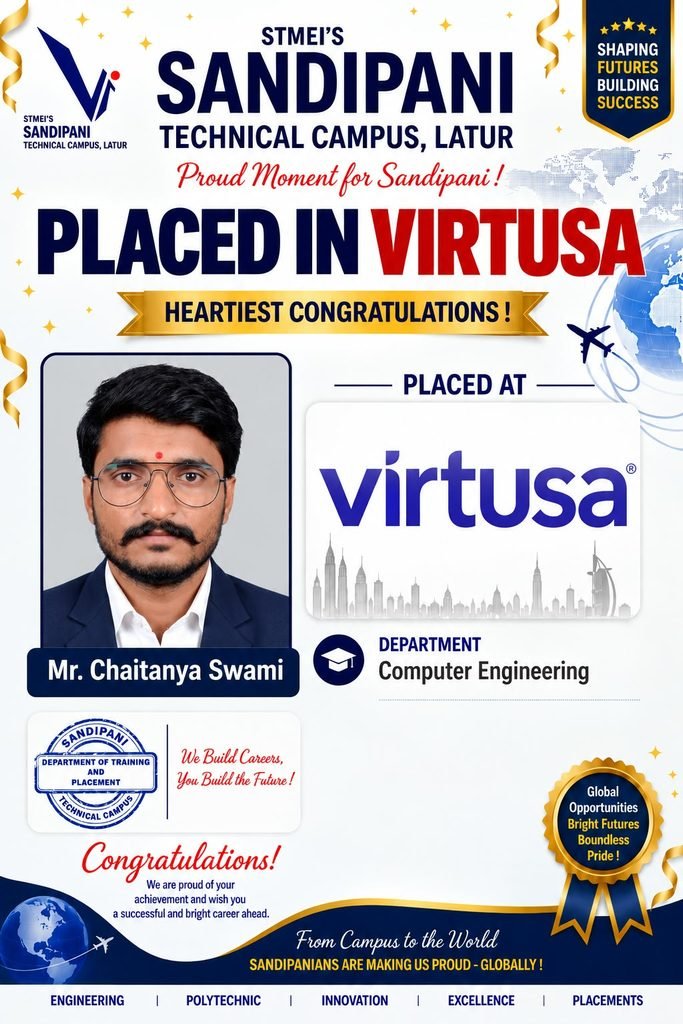 Chaitanya Swami Placed at Virtusa – Sandipani Technical Campus